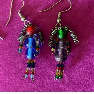 Vintage Multicolor Crystal and Bead Hook Earrings, SET of 3 pairs, Unmarked